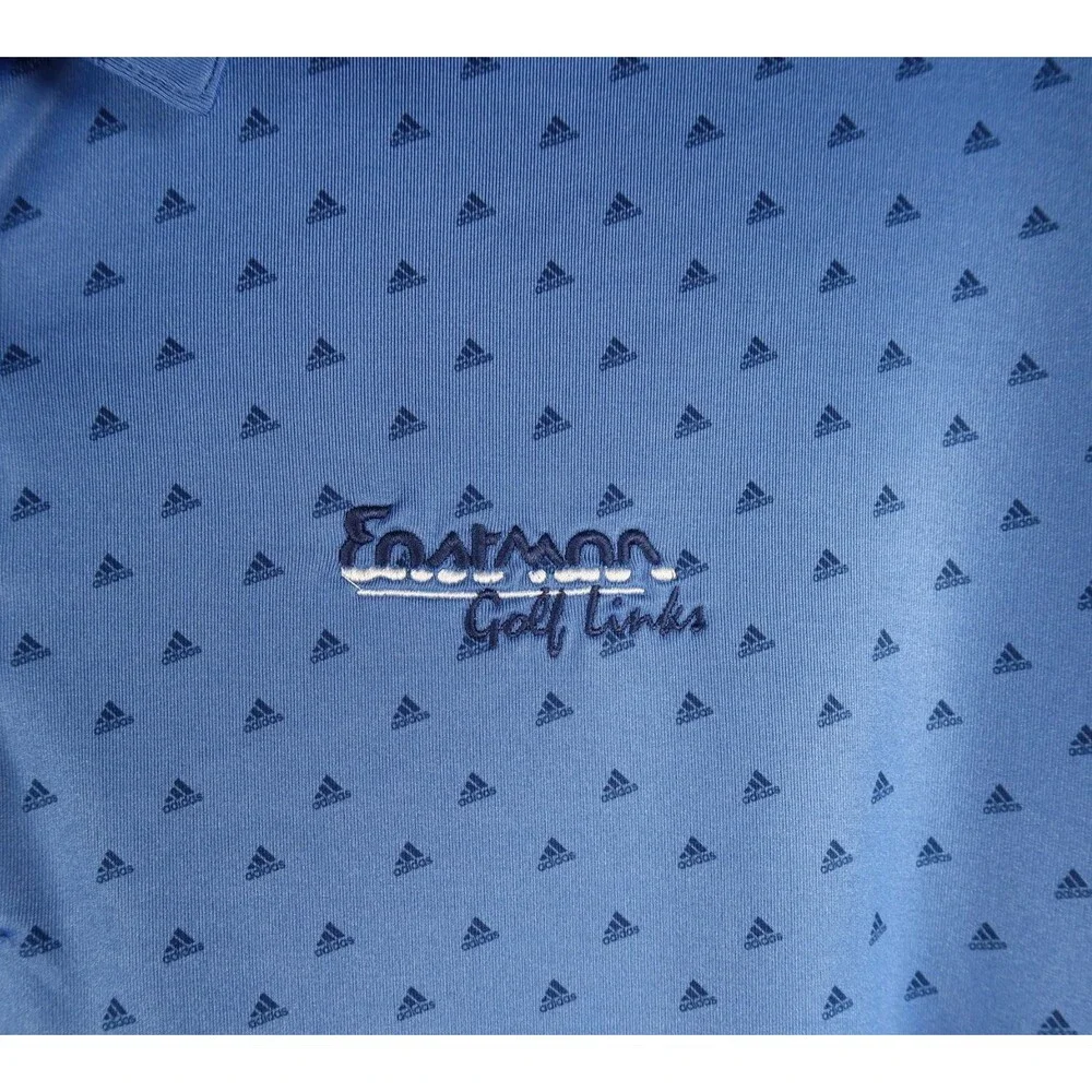 Adidas Golf Polo Shirt Men's Size 2XL Blue & Navy Mini Logo Print Performance